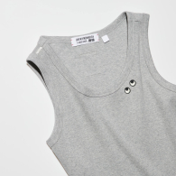 Майка в рубчик Uniqlo з вишивкою 1159845119 (Сірий S)