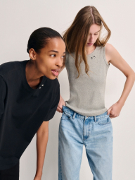 Майка в рубчик Uniqlo з вишивкою 1159845119 (Сірий S)