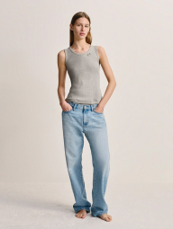 Майка в рубчик Uniqlo з вишивкою 1159845119 (Сірий S)