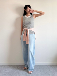 Майка в рубчик Uniqlo з вишивкою 1159845119 (Сірий S)