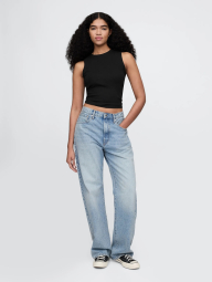 Женская укороченная майка в рубчик GAP 1159847984 (Черный S)