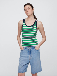 Женская майка в рубчик GAP 1159861433 (Белый/Зеленый XS)