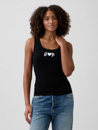 Майка жіноча в рубчик GAP з логотипом 1159862603 (Чорний XXL)