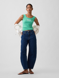 Женская майка в рубчик GAP с логотипом 1159865301 (Зеленый L)