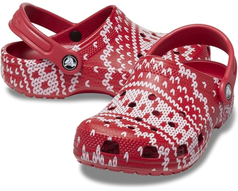 Яркие детские клоги Crocs Classic holiday sweather clog K сабо 1159809325 (Красный, 34-35)