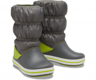 Детские непромокаемые сапоги Crocs зима дутики art475703 (Серый/Лайм, размер 29-30)