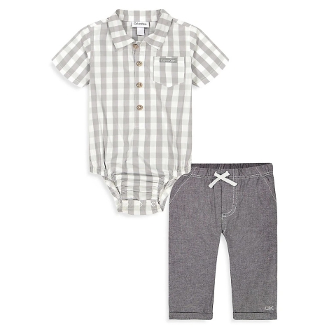 Дитячий комплект Calvin Klein боді та штани 1159824051 (Сірий 3-6M)