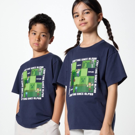 Футболка Uniqlo с принтом Minecraft 1159812787 (Синий, 9-10)