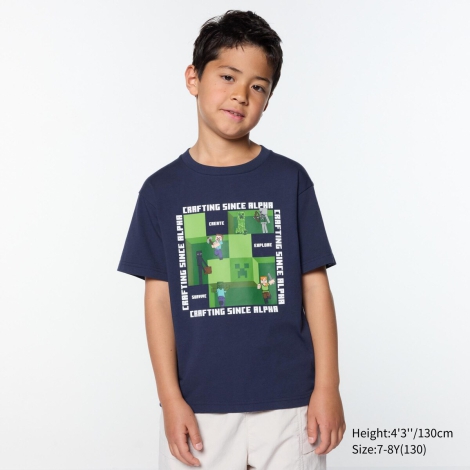 Футболка Uniqlo с принтом Minecraft 1159812787 (Синий, 9-10)