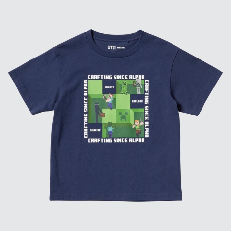 Футболка Uniqlo с принтом Minecraft 1159812787 (Синий, 9-10)