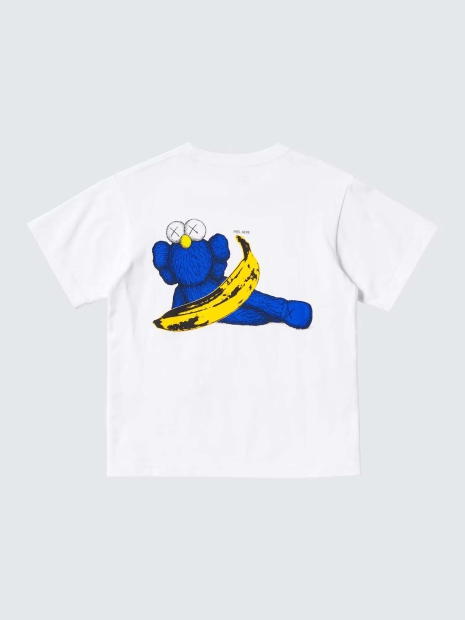 Футболка детская Uniqlo с принтом KAWS + Warhol 1159827092 (Белый 9-10)