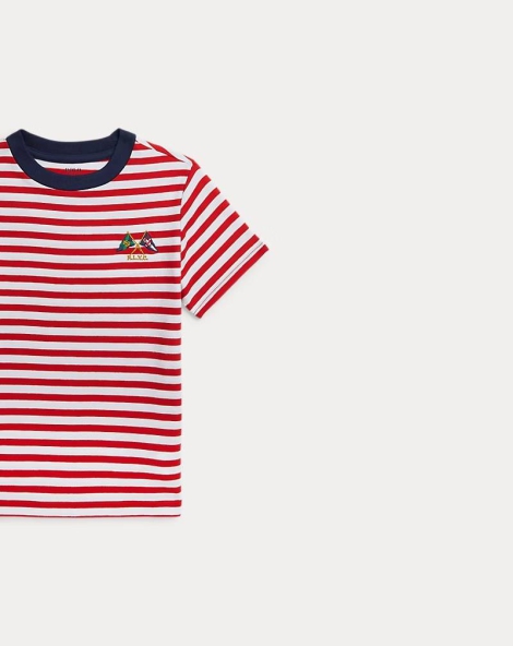 Футболка для мальчика Polo Ralph Lauren в полоску 1159827931 (Белый/Красный L)