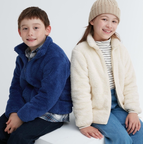 Дитяча м'яка куртка UNIQLO зі штучного хутра 1159801181 (Білий/синій, 135-145)