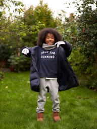 Дитяча стьобана куртка UNIQLO 1159799422 (Білий/синій, 135-145)