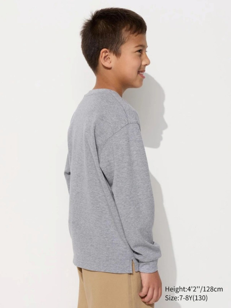 Детский лонгслив UNIQLO 1159832925 (Серый 9-10)