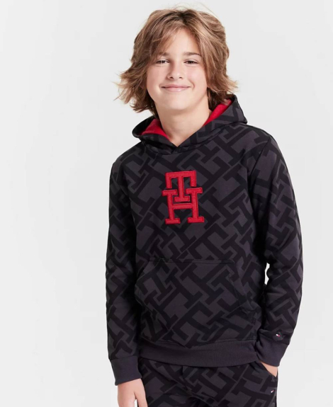 Дитяче худи на флісі Tommy Hilfiger з логотипом 1159834465 (Чорний 7)