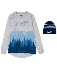 Детский комплект Levi's лонгслив и шапка 1159806340 (Синий/Серый, 98-104)