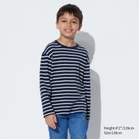 Дитячий лонгслів UNIQLO у смужку 1159811949 (Білий/синій, 145-155)