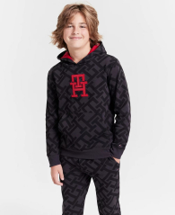 Детское худи на флисе Tommy Hilfiger с логотипом 1159834465 (Черный 7)