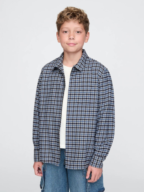 Детская фланелевая рубашка GAP на молнии 1159833202 (Синий XXL)