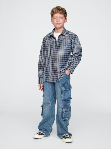 Детская фланелевая рубашка GAP на молнии 1159833202 (Синий XXL)
