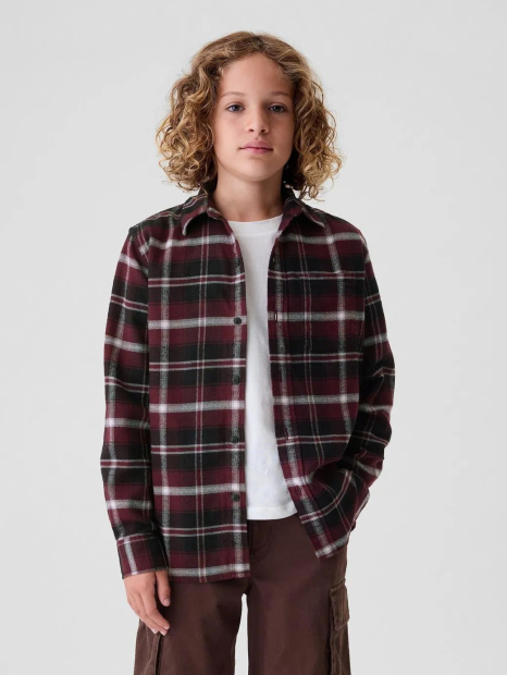 Детская фланелевая рубашка GAP в клетку 1159835007 (Бордовый XL)