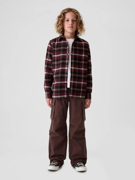 Детская фланелевая рубашка GAP в клетку 1159835007 (Бордовый XL)