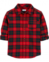 Рубашка в клетку Carters с длинными рукавами 1159759619 (Красный/Зеленый, 108-114)