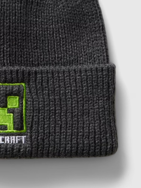 Дитячий в'язаний набір GAP Minecraft шапка та рукавички 1159835500 (Сірий S/MM)