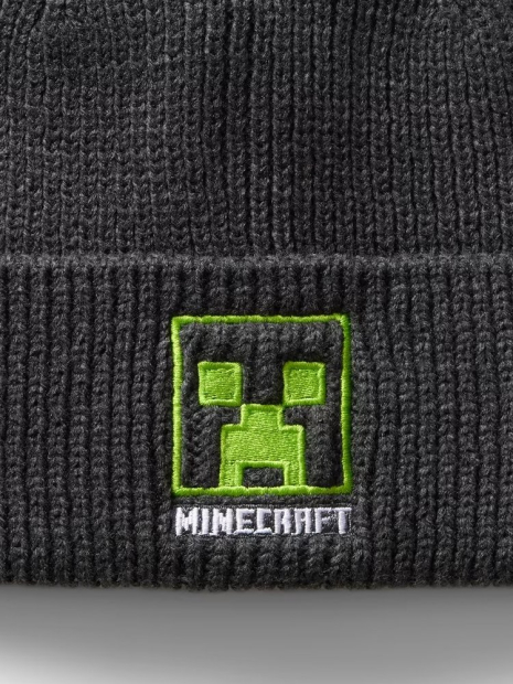 Дитячий в'язаний набір GAP Minecraft шапка та рукавички 1159835500 (Сірий S/MM)