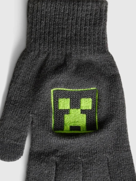 Дитячий в'язаний набір GAP Minecraft шапка та рукавички 1159835500 (Сірий S/MM)