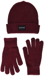 Детский вязаный набор Calvin Klein шапка и перчатки 1159808119 (Бордовый, 8-16)