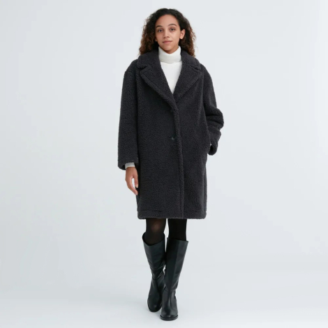 Плюшеве пальто Uniqlo Teddy на флісі 1159798762 (Сірий, XS)
