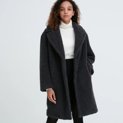 Плюшеве пальто Uniqlo Teddy на флісі 1159798762 (Сірий, XS)