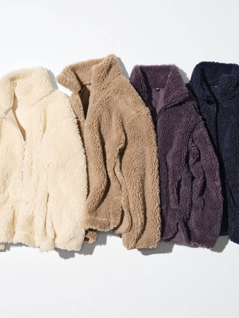 Куртка на молнии UNIQLO из искусственного меха 1159851470 (Синий XXL)