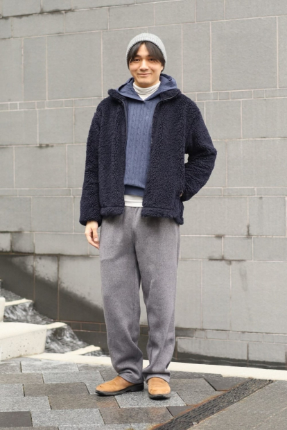 Куртка на молнии UNIQLO из искусственного меха 1159851470 (Синий XXL)