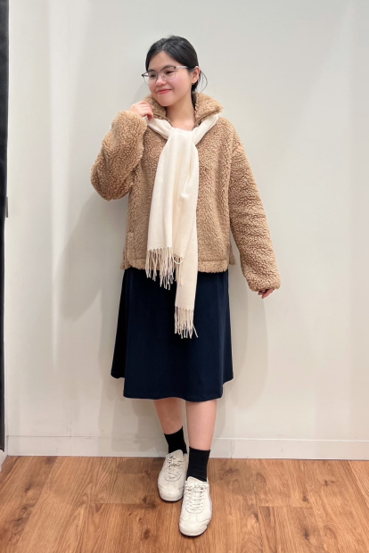 Куртка на молнии UNIQLO из искусственного меха 1159851472 (Коричневый XL)