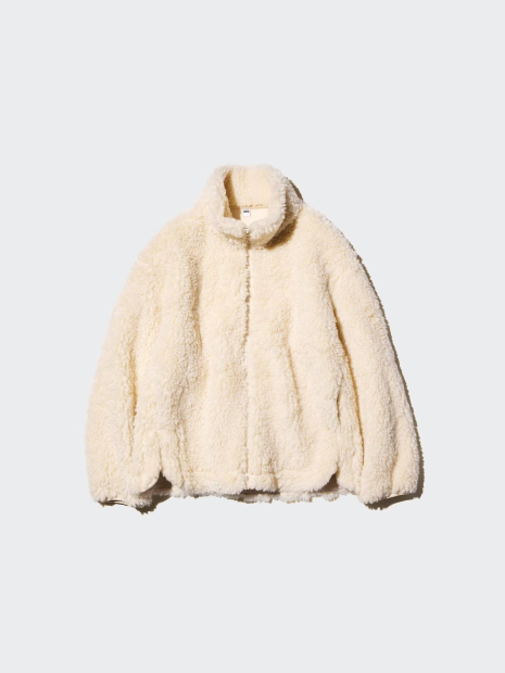 Куртка на молнии UNIQLO из искусственного меха 1159852027 (Молочный S)