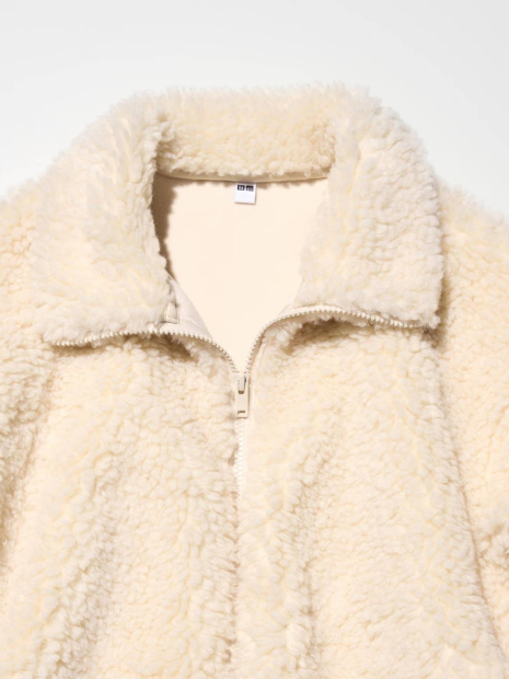 Куртка на молнии UNIQLO из искусственного меха 1159852027 (Молочный S)