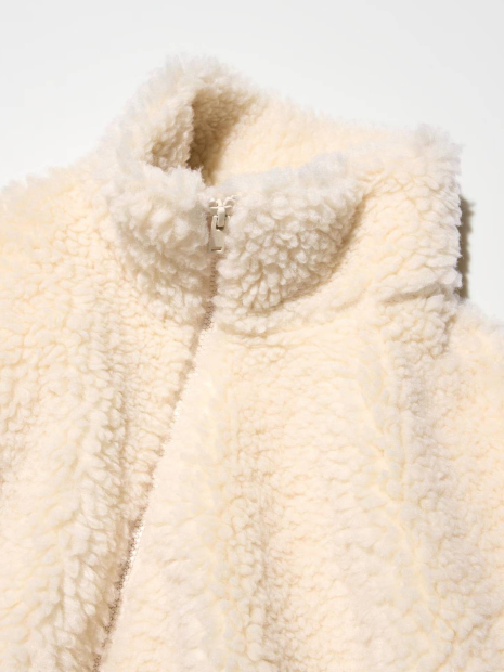 Куртка на молнии UNIQLO из искусственного меха 1159852027 (Молочный S)