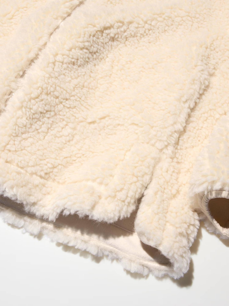 Куртка на молнии UNIQLO из искусственного меха 1159852027 (Молочный S)