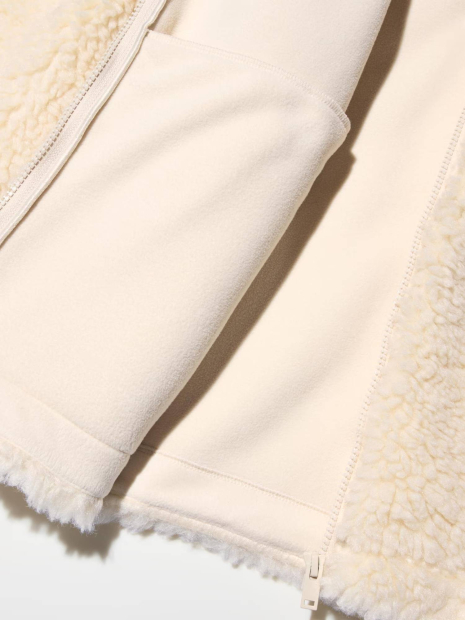 Куртка на молнии UNIQLO из искусственного меха 1159852027 (Молочный S)