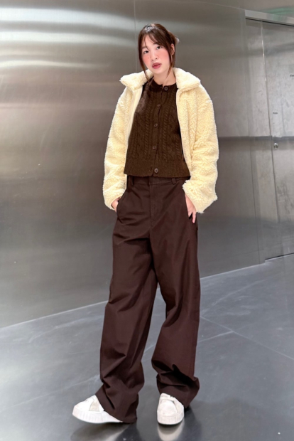 Куртка на молнии UNIQLO из искусственного меха 1159852027 (Молочный S)