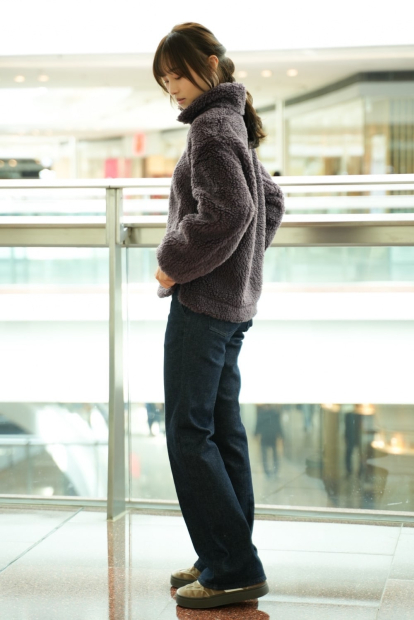 Куртка на молнии UNIQLO из искусственного меха 1159852029 (Фиолетовый L)