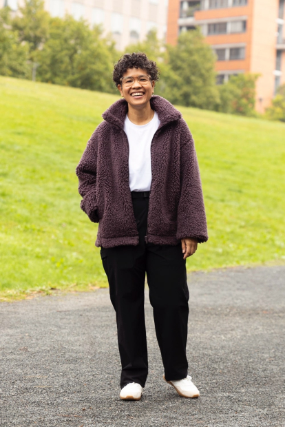 Куртка на молнии UNIQLO из искусственного меха 1159852029 (Фиолетовый L)