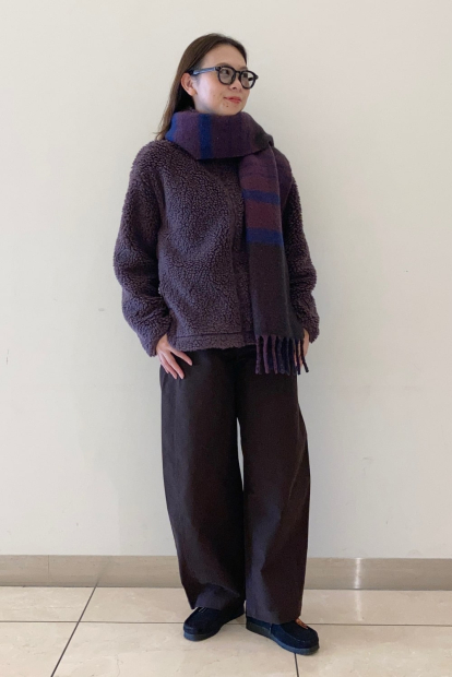 Куртка на молнии UNIQLO из искусственного меха 1159852029 (Фиолетовый L)