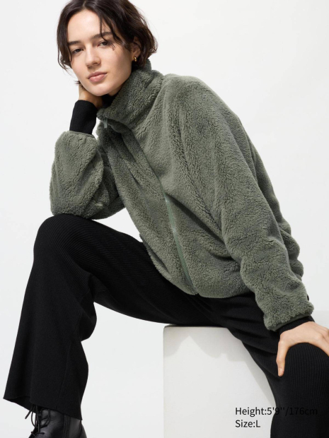 Куртка на блискавці UNIQLO зі штучного хутра 1159854766 (Зелений M)