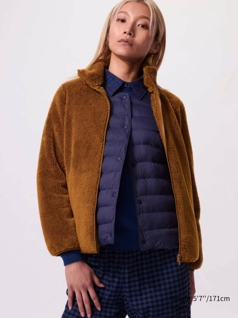 Куртка на молнии UNIQLO из искусственного меха 1159855561 (Коричневый S)