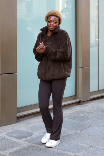 Куртка на молнии UNIQLO из искусственного меха 1159855787 (Коричневый L)