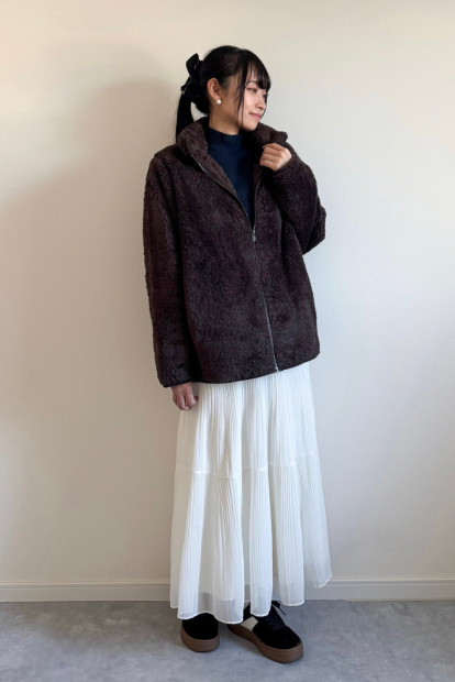 Куртка на молнии UNIQLO из искусственного меха 1159855787 (Коричневый L)